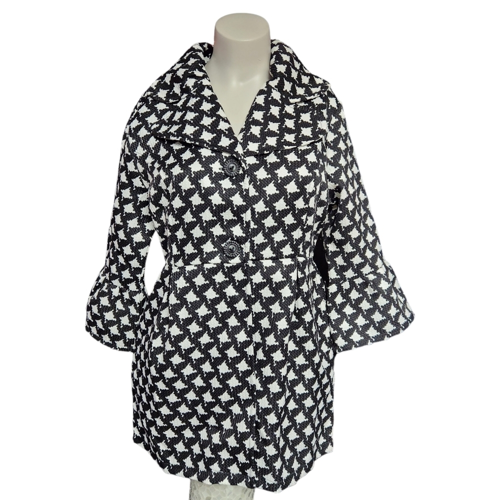 NEW Retro Threads Black & White Houndstooth Coat SMALL